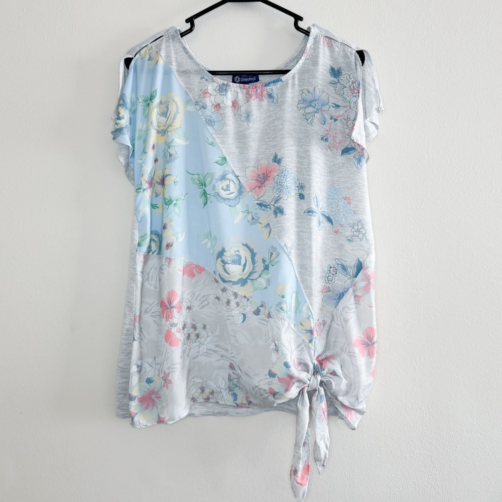Democracy Floral Print Tie Front Top
